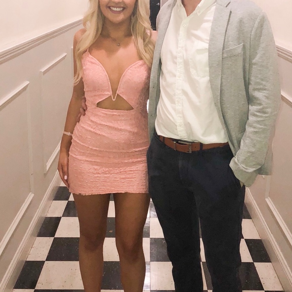 Revolve Pink Lace Mini Dress